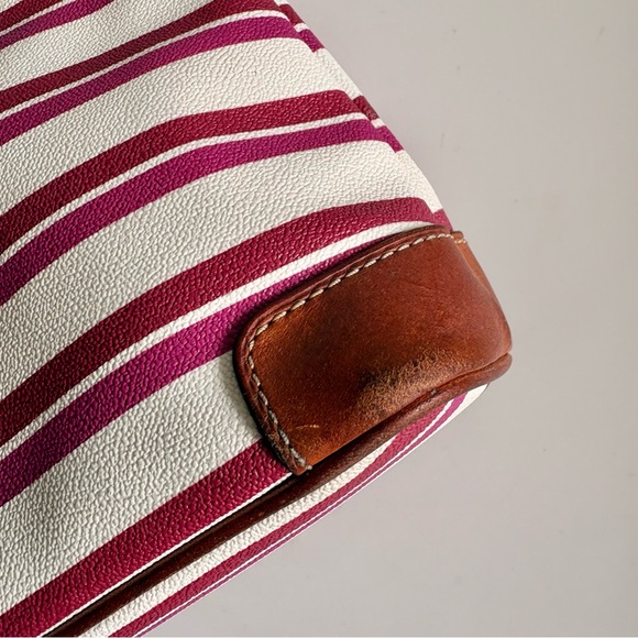 Dooney & Bourke Magenta and White Striped Crossbody Bag - Picture 15 of 17